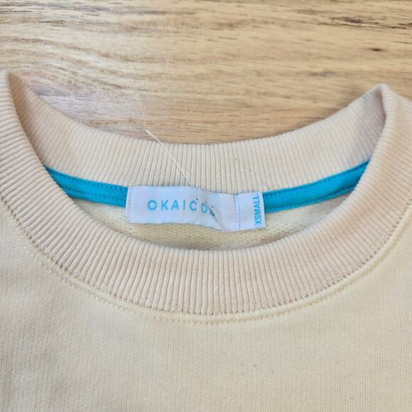 OKAICOS Turks Embroidered Crewneck Cream Yellow Blue - Picture 7 of 8